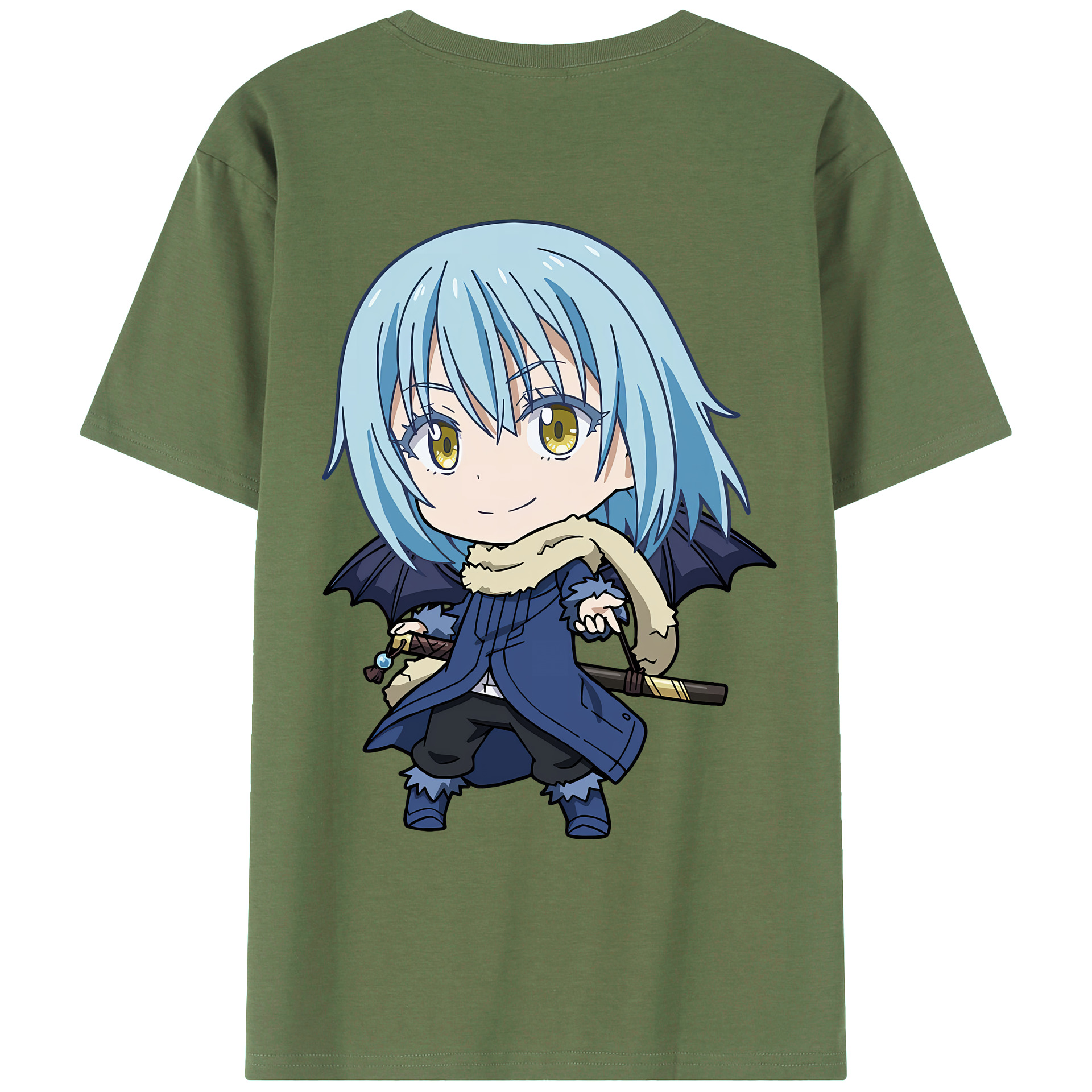 （画像用） 転スラ Regarding Reincarnated to Slime 綿100％ メンズ半袖Tシャツ（バックプリント） 通気性
